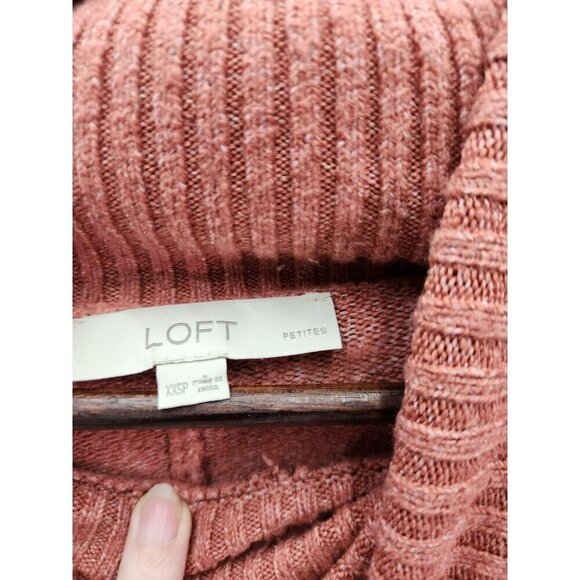 Loft Petites Womens XXS/P Ribbed Cowl Neck Pullover Sweater Rust Orange - Picture 2 of 5